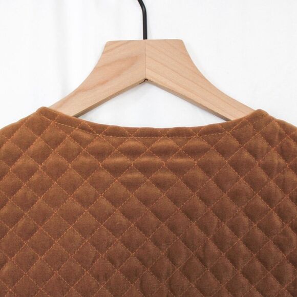 Vintage Requirement Brown Quilted Faux Suede Zip Front Vest Large - Picture 4 of 6